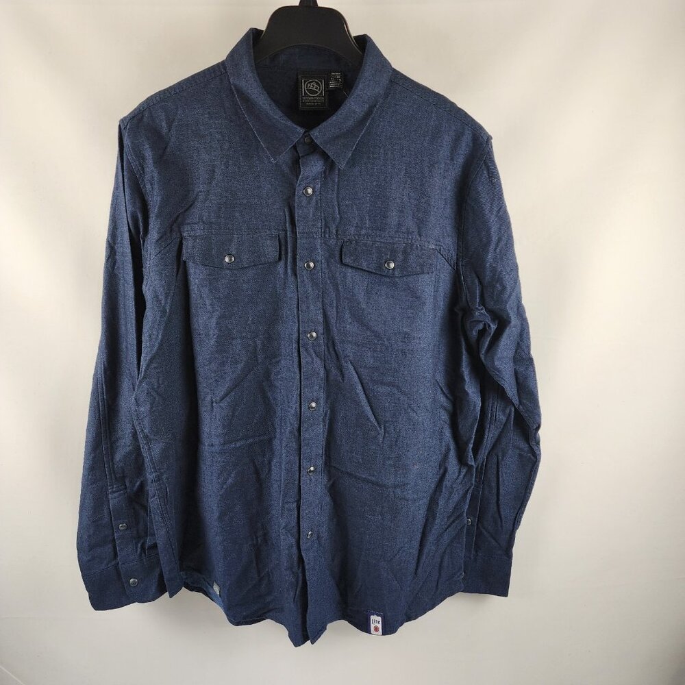 Stormtech Shirt Men XL Blue Denim Performance Miller Lite Logo Pearl Snap NWT